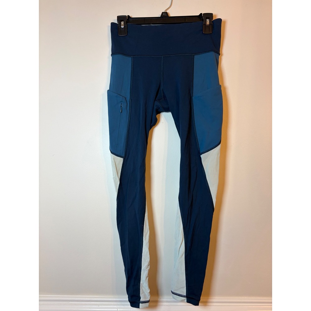 Athleta Leggings Women XS Navy Blue Colorblock Mesh Pocket Activewear Yoga